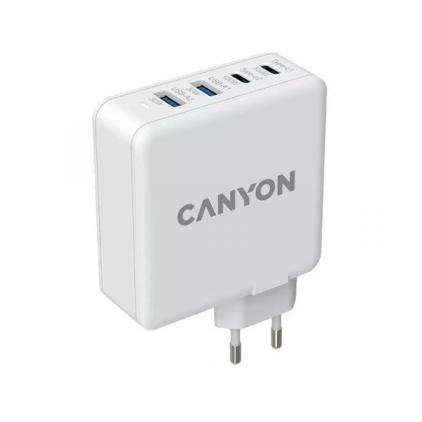 CANYON H-100 4-portos hálózati gyorstöltő, 100W (CND-CHA100W01) fehér