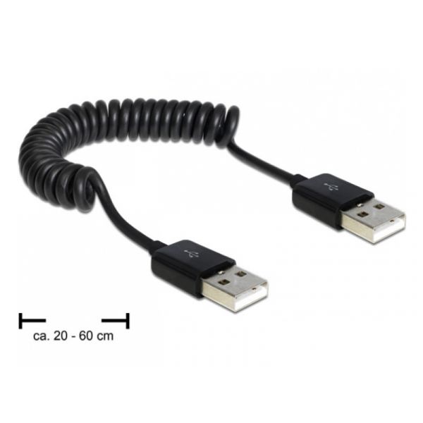 Delock USB 2.0-A apa / apa tekercselt kábel (83239)