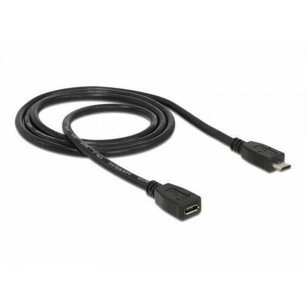 Delock Bővítőkábel USB 2.0-s, Micro-B típusú csatlakozódugóval > USB 2.0-s, Micro-B típusú csatlakozóhüvellyel 1 m (83248)