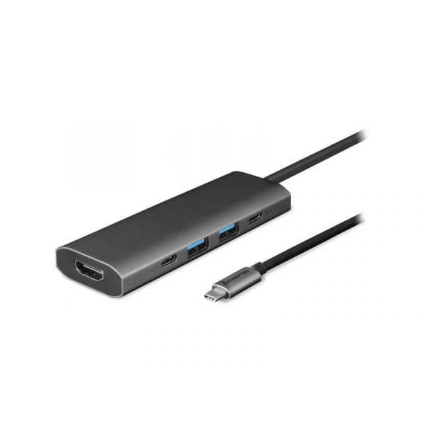 CHIEFTEC USB HUB 5-in-1, USB-C, 2xUSB-A, USB-C, HDMI, 80W USB-C Töltő port, fekete (DSC-502)