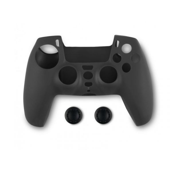 Spartan Gear Controller Silicon Skin Cover and Thumb Grips - védőtok és analóg kar védők, PS5 (2808147) fekete