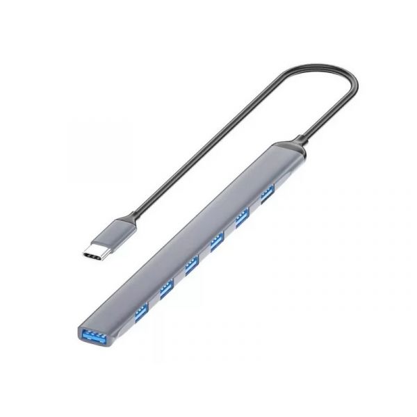 BLACKBIRD USB 3.0 USB 7 port hub extra slim, aluminium ház, notebookhoz (BH1470)
