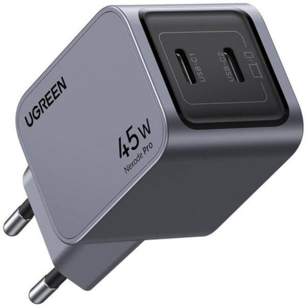 UGREEN Nexode Pro fali töltő, 45W, 2x USB-C (szürke) (35008)