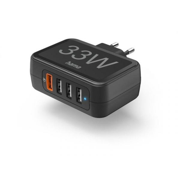 HAMA 4-portos hálózati gyorstöltő, 33W (201629)
