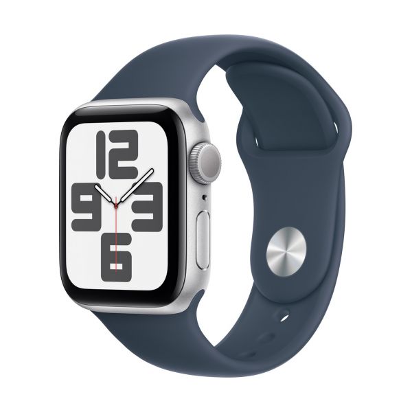 Apple Watch SE2 v2 (2023) GPS 40mm (MRE23QH/A) EZÜST ALUMÍNIUMTOK, VIHARKÉK SPORTSZÍJ - M/L