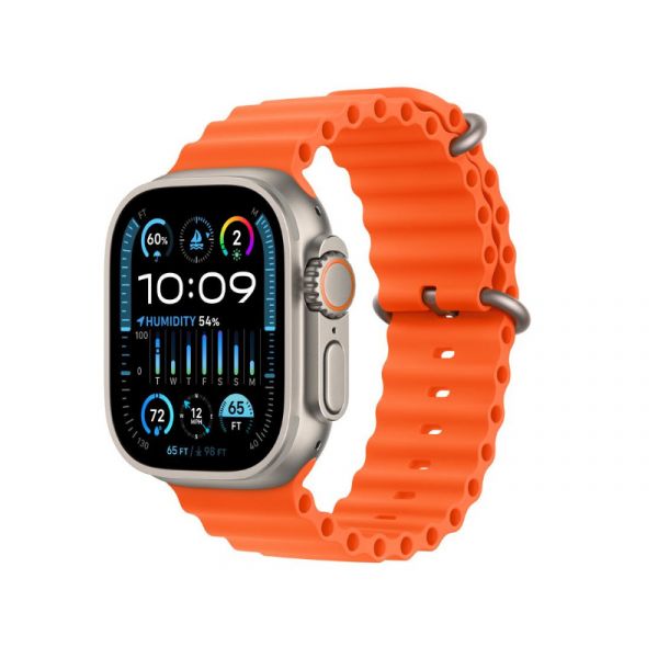 Apple Watch Ultra 2 GPS + Cellular, 49mm-es titántok (MREH3CM/A) narancs óceán szíj