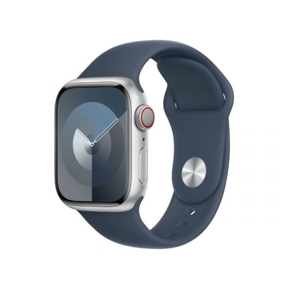 Apple Watch Series 9 GPS, 41mm (MR903QH/A) ezüst alumíniumtok, viharkék sportszíj - S/M