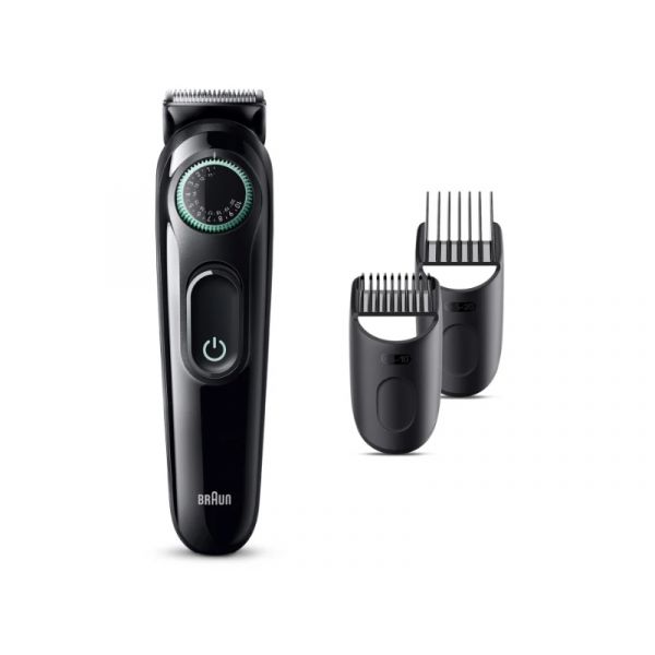 Braun Beard Trimmer 3 BT3411 - szakállvágó, precíziós gombbal (10AS490147) fekete/zöld