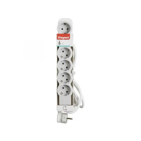 LEGRAND Elosztósor Standard 6x2P+F, 3 m vezetékkel, fehér-szürke (694565)