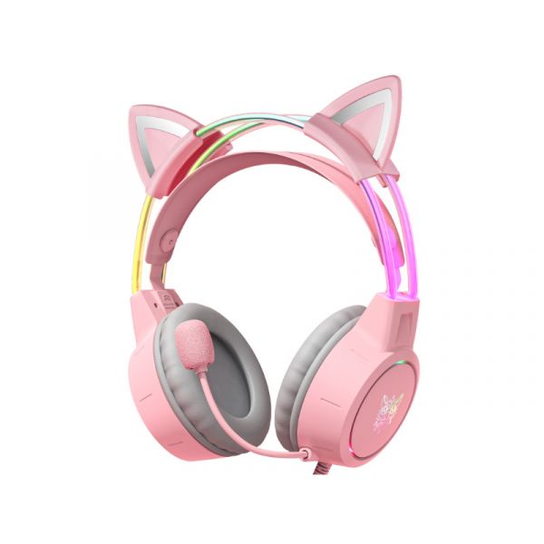 Onikuma X15 PRO RGB Gaming fejhallgató, cicafüles-Pink