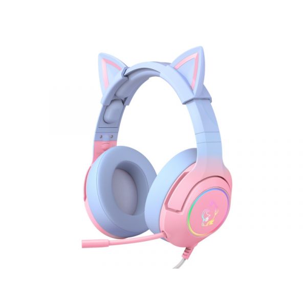 Onikuma K9 RGB USB 7.1 Virtual Gaming Fejhallgató, Cicafüles (K9 PINK BLUE RGB USB 7.1 VIRTUAL) Pink / Kék