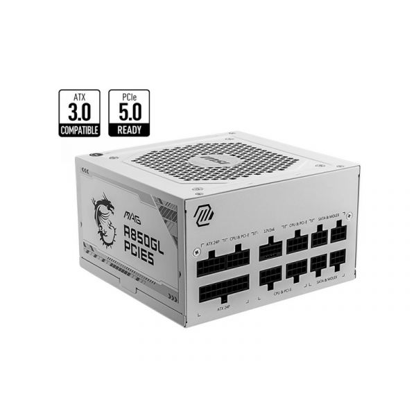 MSI MAG 850W 80+ Gold moduláris, Gen 5.0 tápegység (MAG A850GL PCIE5 WHITE)