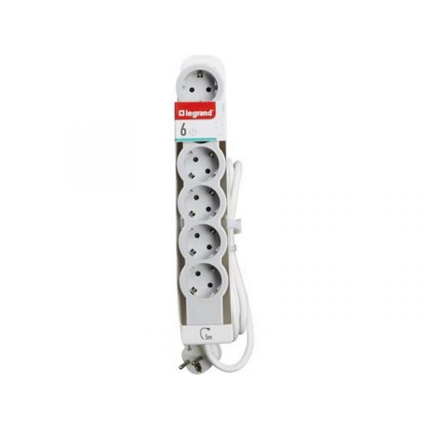 LEGRAND Elosztósor Standard 6x2P+F, 5 m vezetékkel (694572) fehér-szürke