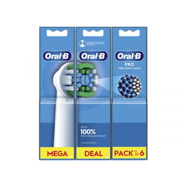 Oral-B EB20-6 Pro Precision Clean, fogkefe pótfej, 6db, fehér