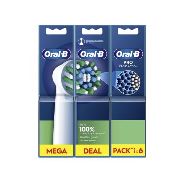Oral-B EB50-6 Pro Cross Action, fogkefe pótfej, 6db, fehér