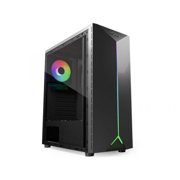 NJOY ANIL Midi ATX PC ház, Tápegység nélkül, Fekete RGB (CSMD-AE00UAI-BL01B)