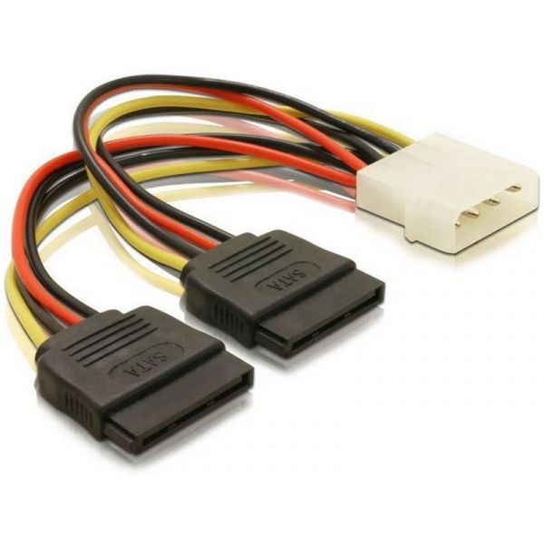 DELOCK Tápkábel 2x SATA 15 pin HDD > Molex 4 pin male (60102)