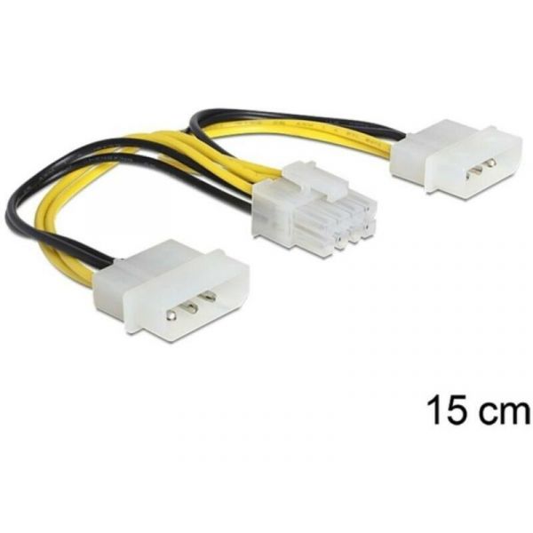 DELOCK tápkábel 2x 4 pin Molex male > 8 pin EPS male 15cm (83410)
