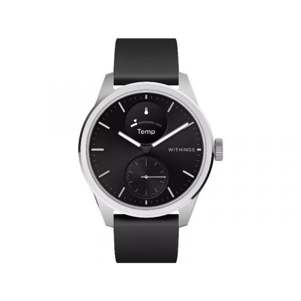 Withings Scanwatch 2 42mm zafír üveg ezüst, fekete szíjjal (HWA10-MODEL 4-ALL-INT)