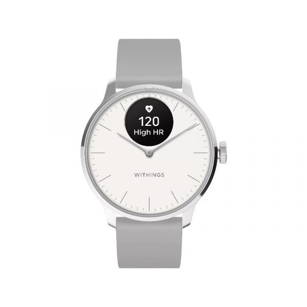 Withings Scanwatch Light 37mm zafír üveg ezüst, szürke szíjjal (HWA11-MODEL 3-ALL-INT)