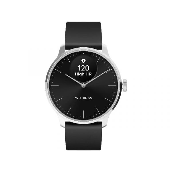 Withings Scanwatch Light 37mm zafír üveg ezüst, fekete szíjjal (HWA11-MODEL 5-ALL-INT)
