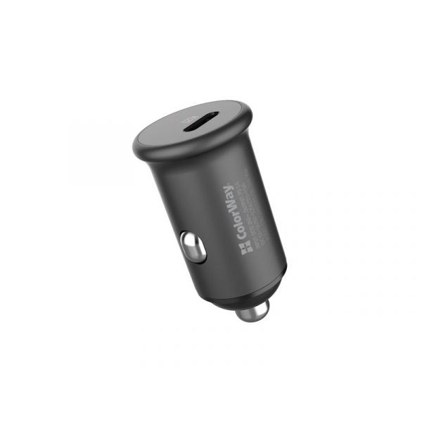COLORWAY Autós töltő, CW-CHA028PD-GR, 1USB (Power Delivery Port USB Type-C (20W) szürke