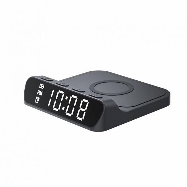 Havit W3031 Mobile series - asztali digitális óra + vezeték nélküli töltő - fekete