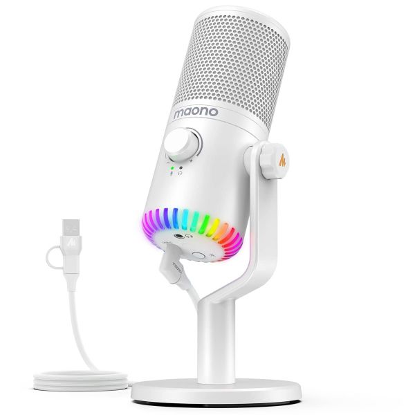 MAONO DM30 RGB USB Streamer/Gamer mikrofon - fehér