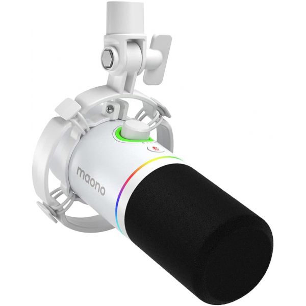 MAONO PD200X USB Dynamic Streamer/Podcast mikrofon RGB - fehér