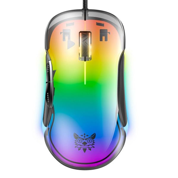 Onikuma CW925 RGB átlátszó Gamer egér - színes