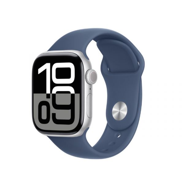 Apple Watch Series 10 GPS (MWWA3QH/A) - 42mm Silver Alu Case with Denim Sport Band - S/M
