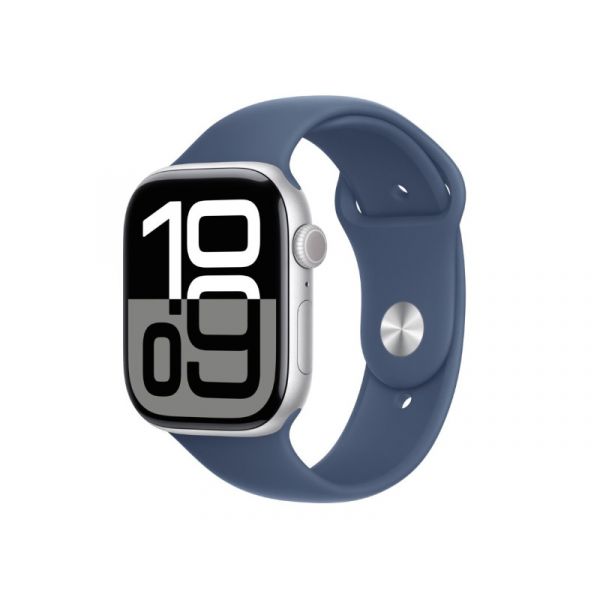 Apple Watch Series 10 GPS (MWWL3QH/A) - 46mm Silver Alu Case with Denim Sport Band - S/M