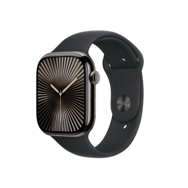 Apple Watch Series 10 Cellular (MWYE3QH/A) - 46mm Slate Titanium Case with Black Sport Band - M/L