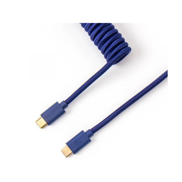 Keychron Coiled Aviator USB-C M/M adatkábel 0.9m, kék (+USB-C - USB-A adapter)