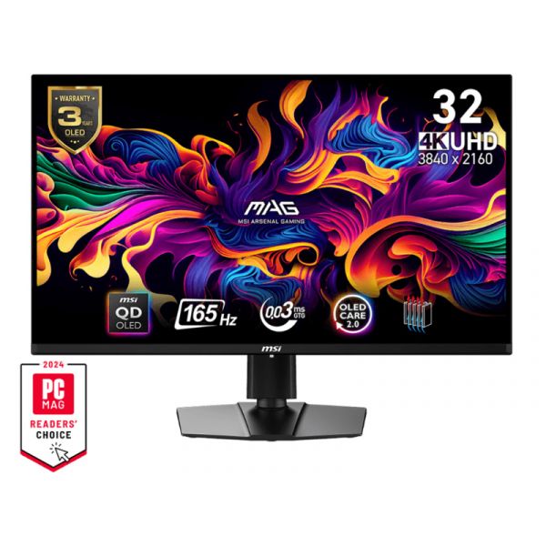 MSI MAG 321UP QD-OLED 31,5" UHD 165Hz gaming monitor (9S6-3DD39T-012) Black