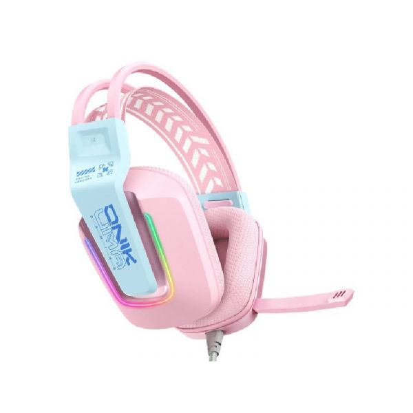 Onikuma X13 Vezetékes Gamer Fejhallgató RGB világítással, pink