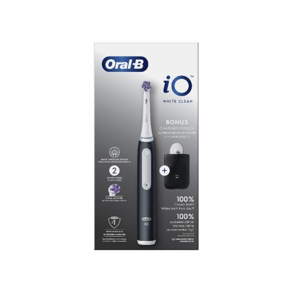 Oral-B iO3 Series elektromos fogkefe, fekete / White Clean fejjel + töltő tasak (10PO010465)