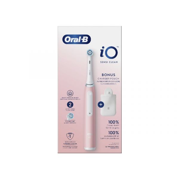 Oral-B iO3 Series elektromos fogkefe, pink / Sensi Clean fejjel + töltő tasak (10PO010466)