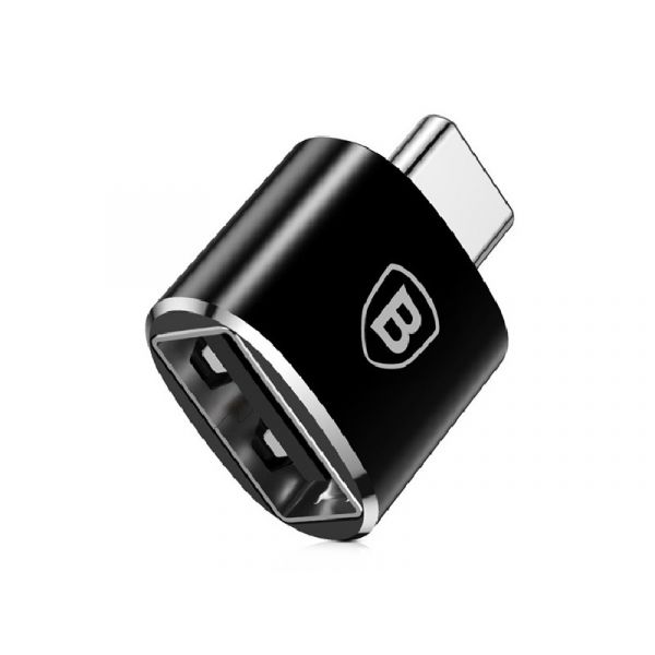 BASEUS adapter (USB aljzat - Type-C, USB/pendrive csatlakoztatás, OTG) FEKETE (CATOTG-01)