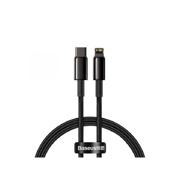 BASEUS adatkábel (Type-C - lightning, 20W, PD gyorstöltő, 100cm, törésgátló) FEKETE