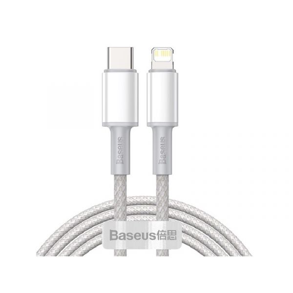 BASEUS adatkábel (Type-C - lightning, 20W, PD gyorstöltő, 200cm, törésgátló) FEHÉR