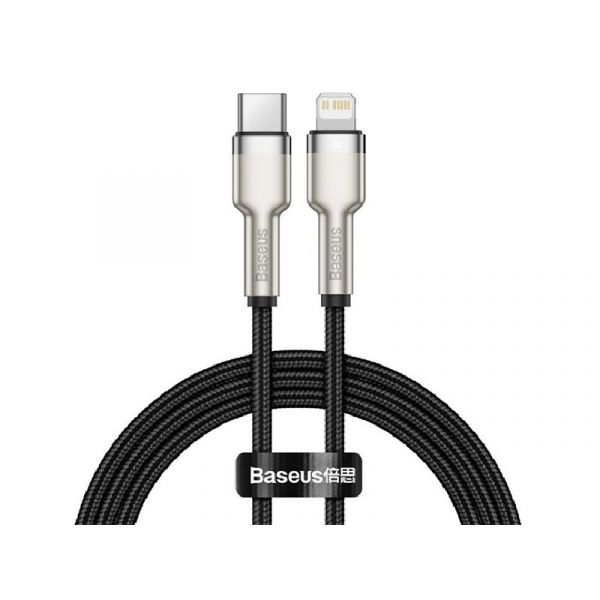 BASEUS CAFULE adatkábel (Type-C - lightning, 2.4A, PD gyorstöltő, 100cm, cipőfűző) FEKETE