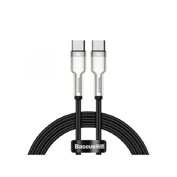 BASEUS CAFULE adatkábel (Type-C - Type-C, 100W, PD gyorstöltő, 100cm) FEKETE