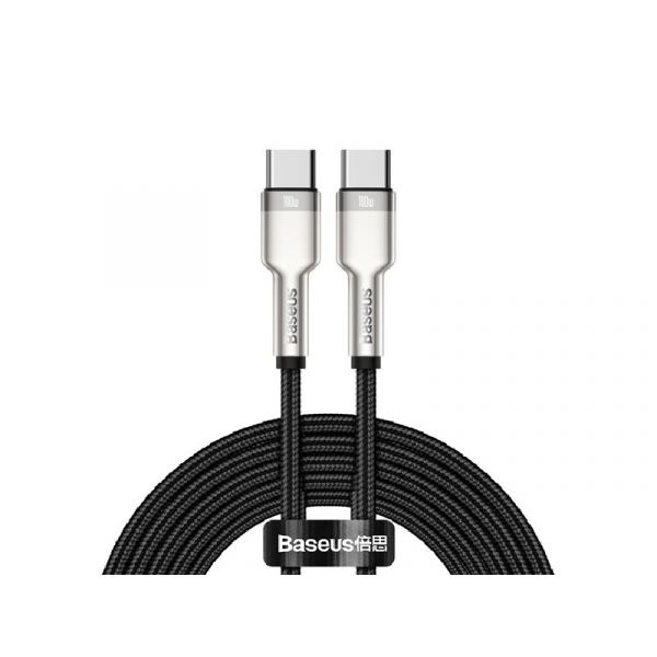 BASEUS CAFULE adatkábel (Type-C - Type-C, 100W, PD gyorstöltő, 200cm, cipőfűző) FEKETE