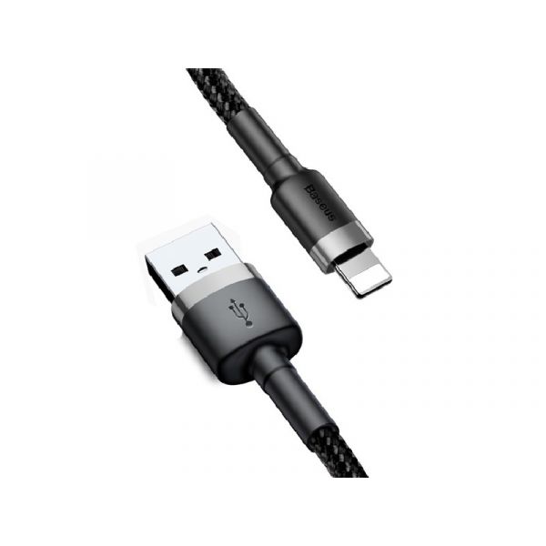 BASEUS CAFULE adatkábel (USB - lightning, 1.5A, gyorstöltő 3.0, 200cm, cipőfűző) FEKETE
