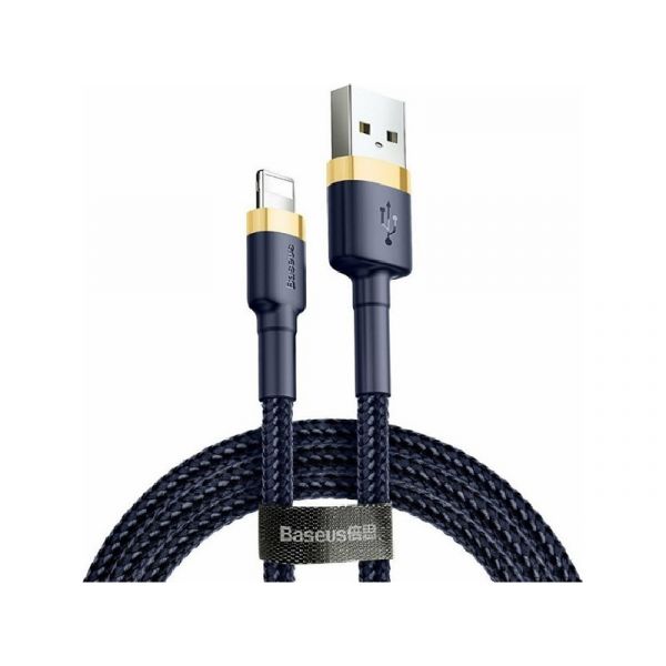 BASEUS CAFULE adatkábel (USB - lightning, 2.4A, gyorstöltő, 100cm, cipőfűző) SÖTÉTKÉK