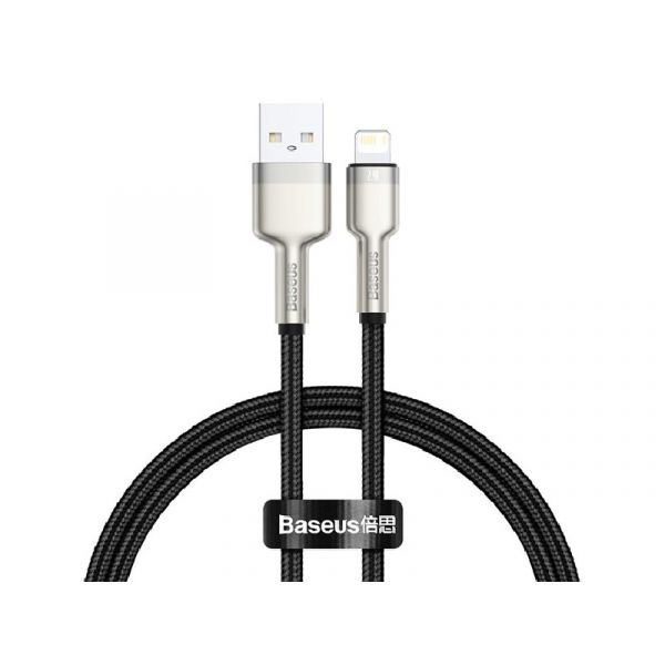 BASEUS CAFULE adatkábel (USB - lightning, 2.4A, PD gyorstöltő, 25cm, cipőfűző) FEKETE