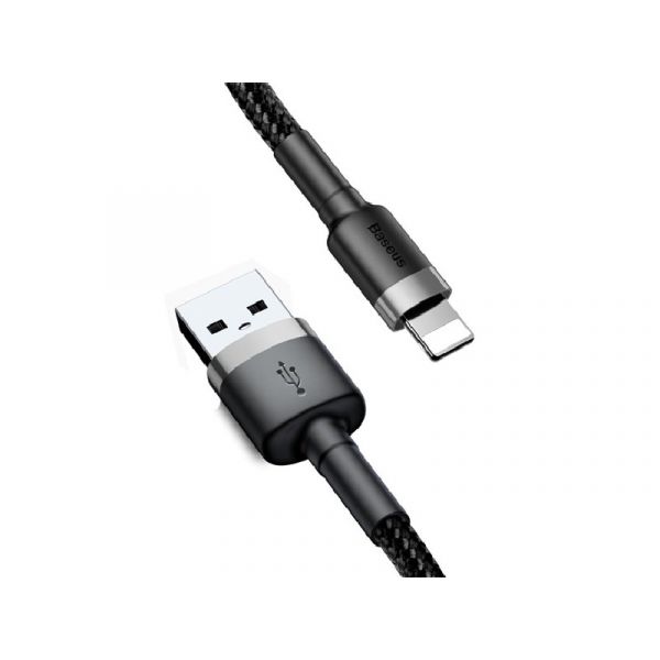 BASEUS CAFULE adatkábel (USB - lightning, 2A, gyorstöltő 3.0, 300cm, cipőfűző) FEKETE