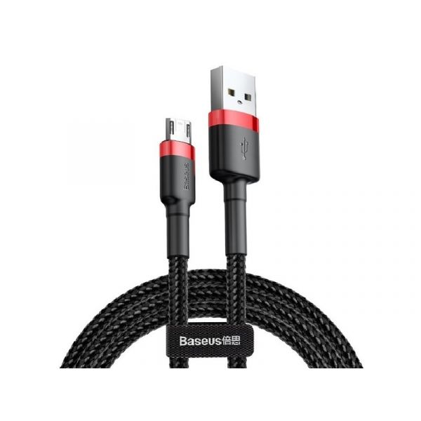BASEUS CAFULE adatkábel (USB - microUSB, 1.5A, gyorstöltő 3.0, 200cm, törésgátló) PIROS/FEKETE