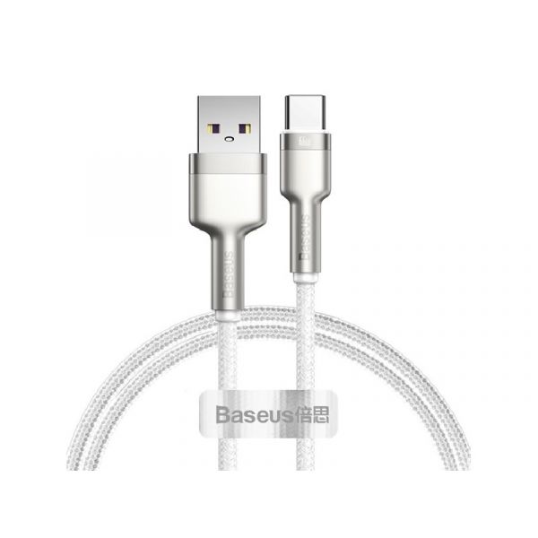 BASEUS CAFULE adatkábel (USB - Type-C, 66W, PD gyorstöltő, 100cm, cipőfűző) FEHÉR